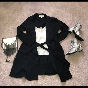 Long belted crepe jacket